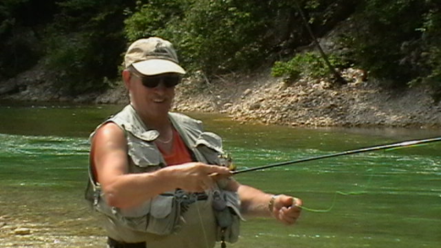 Hans beim Fliegenfischen in der Sava Bohinjka