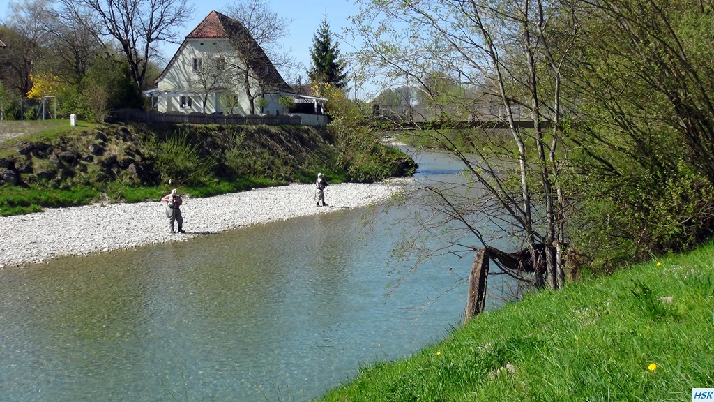 Fliegenfischen in der deutschen Traun im April 2015