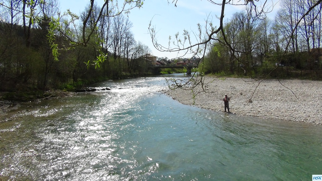 Fliegenfischen in der deutschen Traun im April 2015